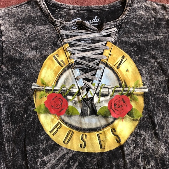 Bravado Guns N Roses Acid Wash Lace Up Tee- Medium - Picture 4 of 7